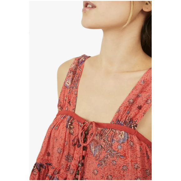 FREE PEOPLE Sunrise Nightie Coral Boho Mini Dress - Picture 5 of 11